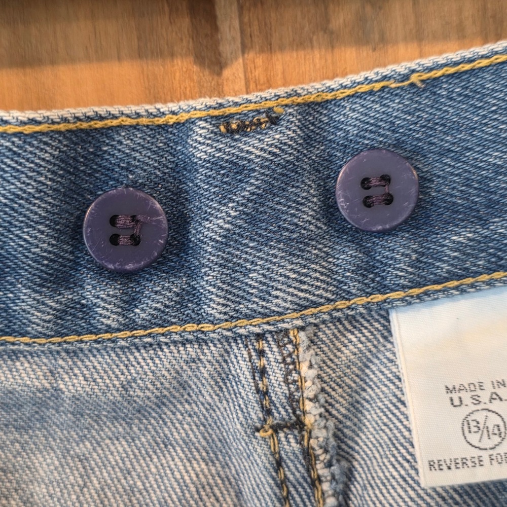 Big A Brand Pleated Denim Jeans Womens 13/14 Blue Excellent Vintage High Waisted - Picture 8 of 12